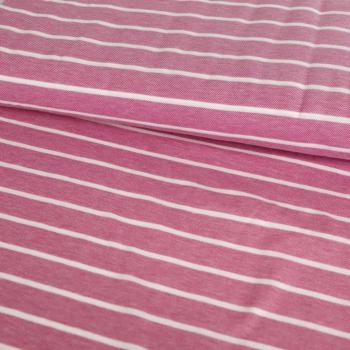 Baumwoll Pique Streifen Rosa /Weiß